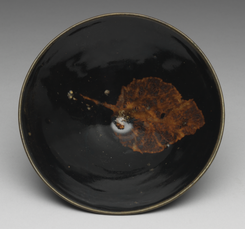 南宋吉州窑黑釉木叶纹茶盏二台北故宫博物院馆藏