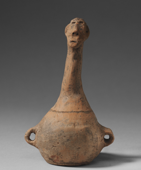 新石器齐家文化陶人形盖小罐(正面) 美国哈佛艺术博物馆藏-古玩图集网