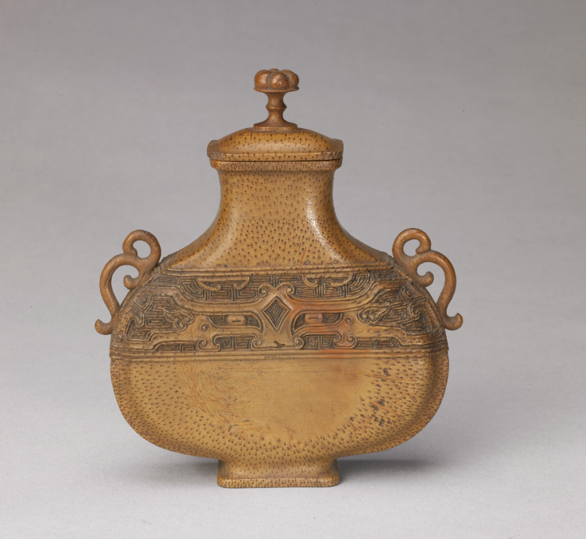 清中期 竹雕兽面纹扁壶 北京故宫博物院馆藏清中期