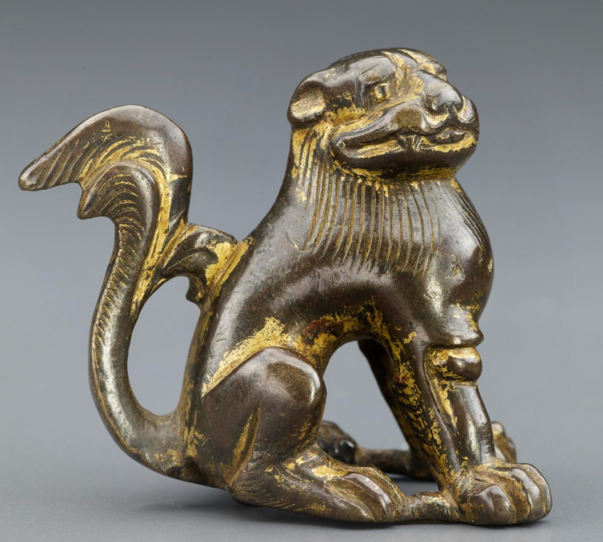 唐鎏金铜坐狮镇纸(图2) 美国弗利尔美术馆藏-古玩图集网