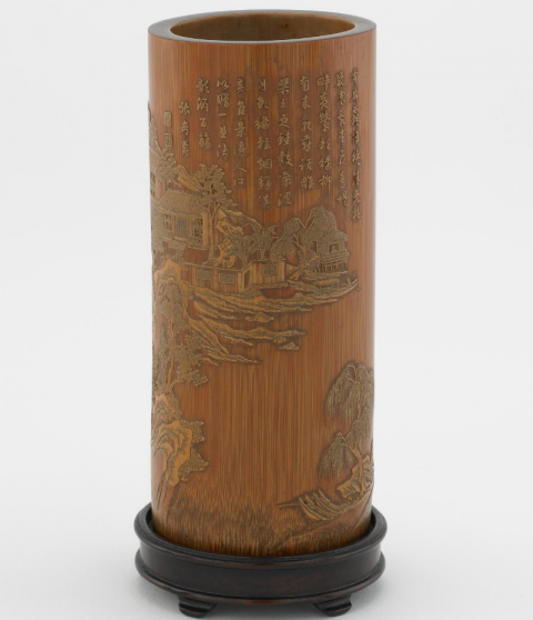 明末清初张希黄竹雕笔筒(图2) 美国弗利尔美术馆藏-古玩图集网